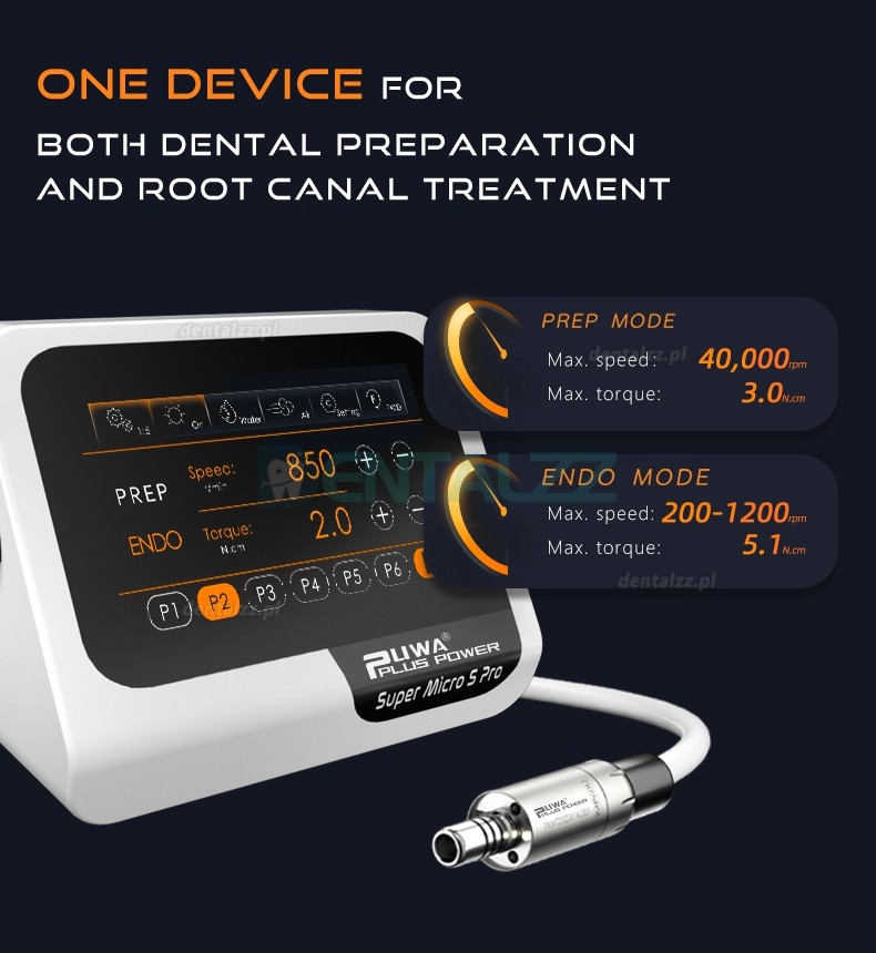 Pluspower® Super Micro S Pro Bezszczotkowy elektryczny silnik dentystyczny z silnikiem endodoncji